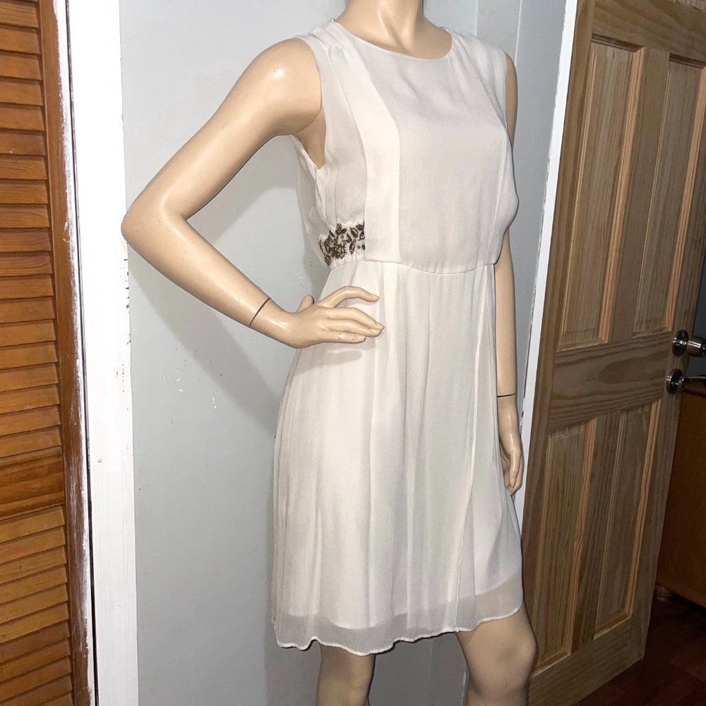 Zara Gold Floral Embroidery Grecian Dress